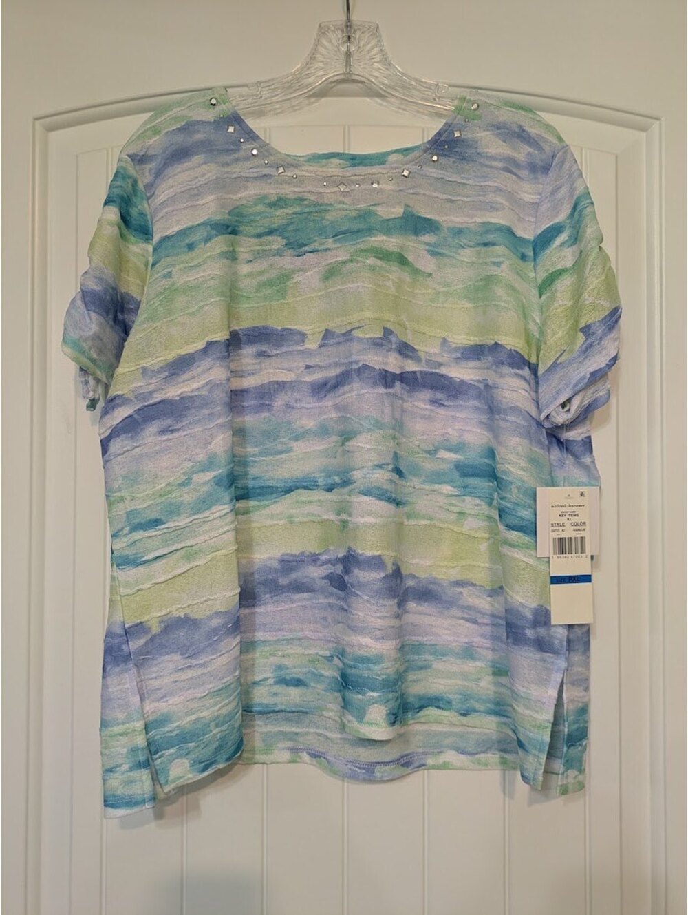 Alfred Dunner Watercolor Embellished Top – Size PXL – NWT